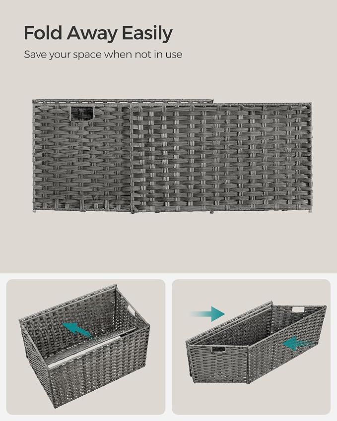 SONGMICS Storage Basket with Lid, Woven Blanket Storage Bin with Handles - Image 9