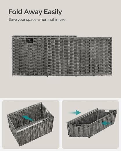 SONGMICS Storage Basket with Lid, Woven Blanket Storage Bin with Handles - Image 9
