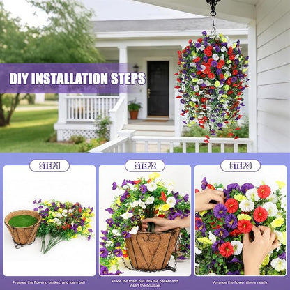 INQCMY Artificial Flowers for Outdoor Spring Summer Decoration Faux Silk - Image 4