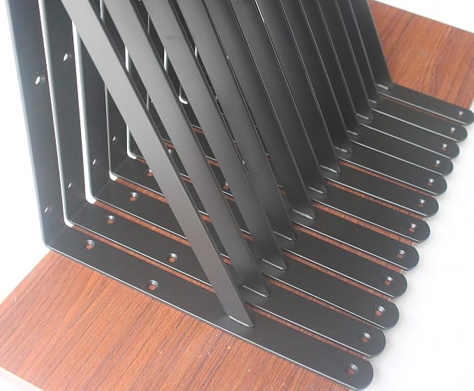 6 Pack L18 x H 12" Black Heavy Duty Shelf Brackets - Image 7
