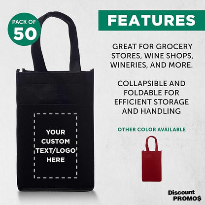 DISCOUNT PROMOS Non-Woven Vineyard Two Bottle Wine Bags - Image 2