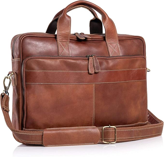Leather briefcase 18 Inch Laptop Messenger Bags by KomalsPassionLeather