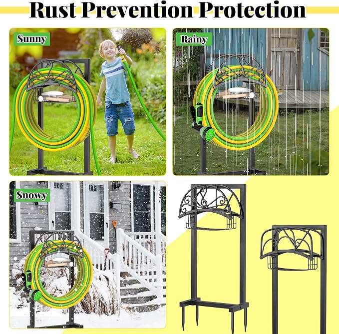 Garden Hose Holder, Heavy Duty Freestanding Detachable Storage Reel Stand - Image 5