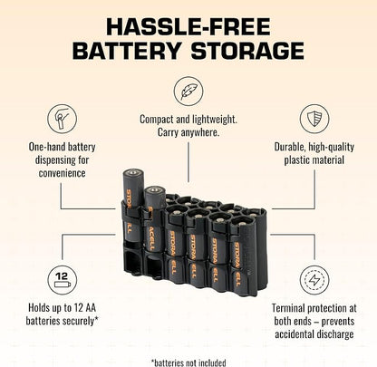 Storacell AA-12 Battery Storage Caddy and Dispenser, Holds 12 AA Batteries - Image 4