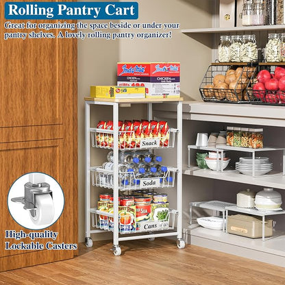4-Tier Small Kitchen Storage Cart on Wheels - Image 8