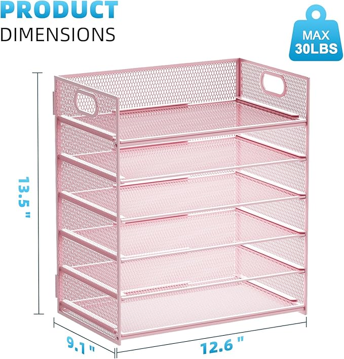 Marbrasse 6 Tier Paper Organizer Letter Tray - Image 3