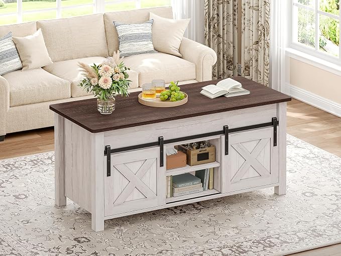 SEDETA Lift Top Coffee Table, Farmhouse Lift Tabletop Dining Table, Gas Spring - Image 3