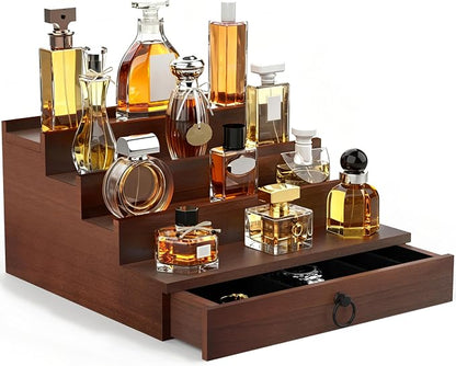 upcessory Cologne Organizer for Men, 4 Tier Black Wood Perfume Organizer by upcessory