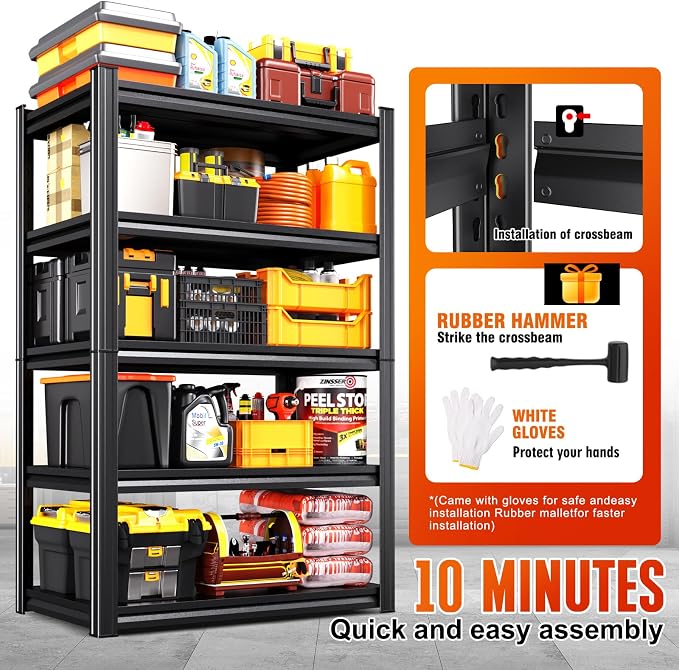 46''W Storage Shelves, Adjustable Shelving Unit, 5T Metal Garage Shelving - Image 3