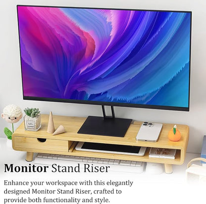 Homerays Monitor Stand with Drawer, Exquisite Computer Monitor Stand - Image 6