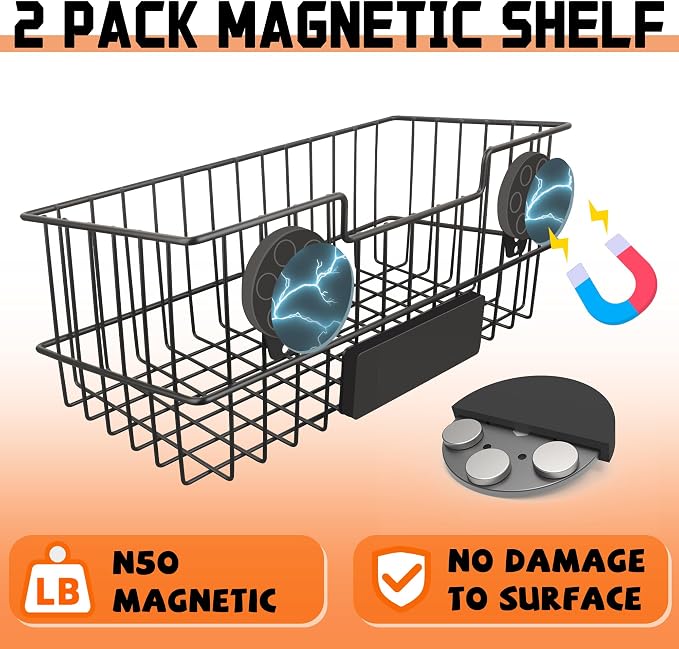 ULIBERMAGNET Magnetic Baskets, Large Capacity Metal Wire Mesh Basket Holder - Image 5