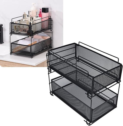 Cupboard Organiser, 2 Tier Under Sink Storage Organiser, Kitchen Storage Drawer - Image 3