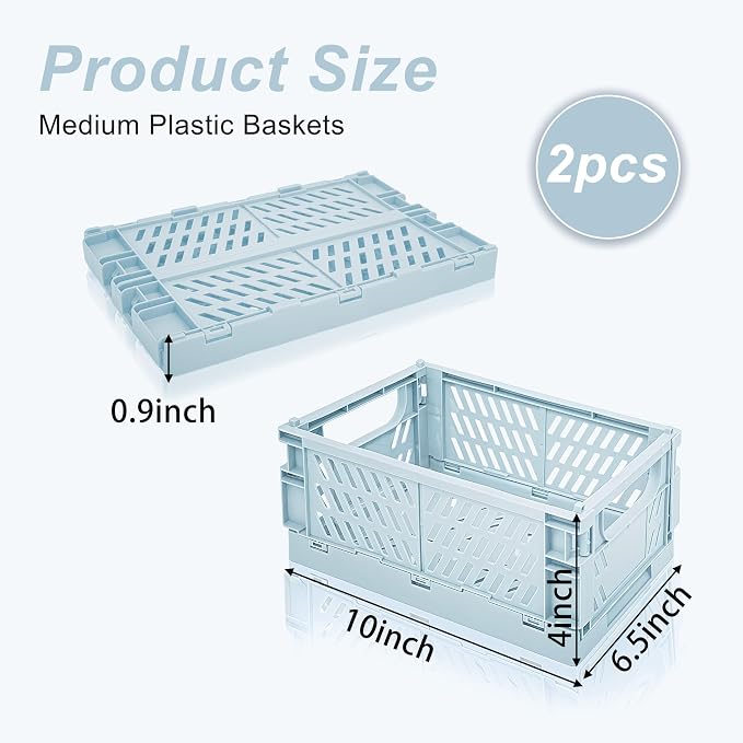 2 Pack Mini Foldable Small Plastic Baskets - Image 2