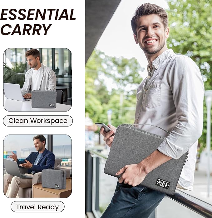 Large Electronic Organizer Travel Case, Double Layer Tech Pouch - Image 7