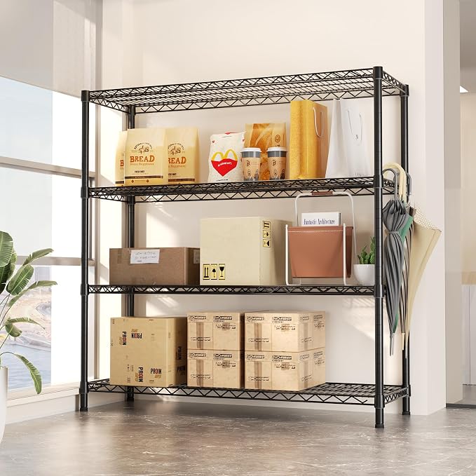 SINGAYE 4 Shelves Adjustable Shelf Heavy Duty Shelf 1400LBS Wire Storage - Image 6