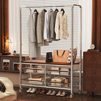 Rolling Clothing Garment Rack for Hanging Clothes–Portable Indoor Wardrobe - Image 5