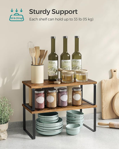 SONGMICS Cabinet Organizer Shelf, Kitchen Storage, Spice Rack, Expandable - Image 5