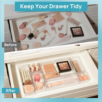 Vtopmart 7 PCS Clear Drawer Organizers Bins, 4-Size Stackable Makeup and Vanity - Image 6