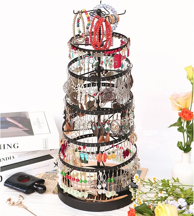 17Dec 6 Tier Rotating Jewelry Organizer Stand, 230 Holes Earring Holder by 17Dec