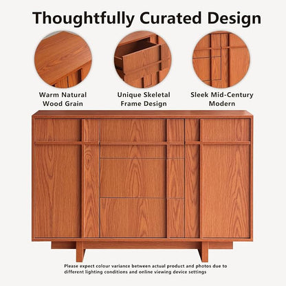 Sideboard Buffet Cabinet with Storage, 47.2" Large Sideboard with 2 Doors & 3 - Image 3