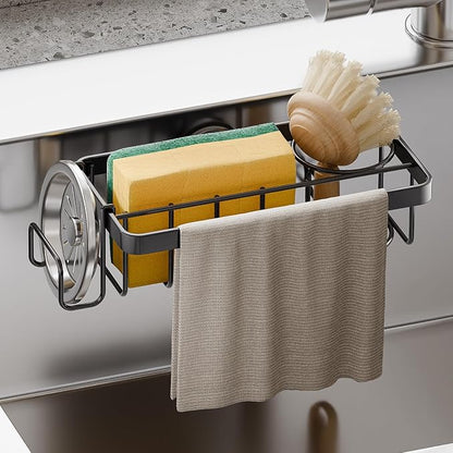 TAILI Sponge Holder with Strong Suction Cup, 4-in-1 Rustproof Sink Organizer by TAILI