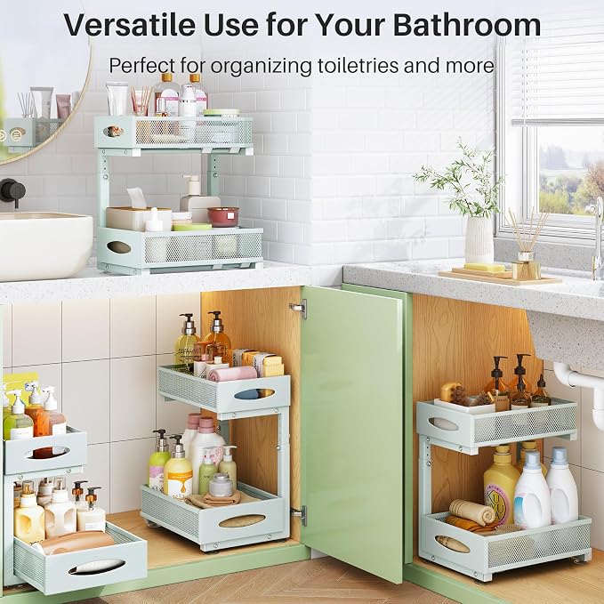 Under Sink Organizer, 2 Tier Pull out Cabinet Organizer Baskets - Image 8