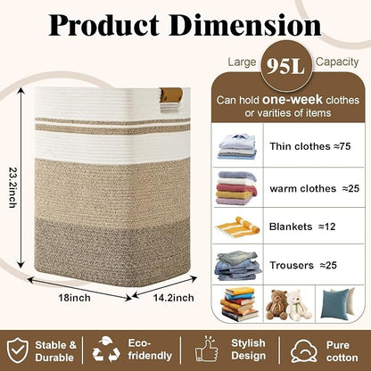 Laundry Hamper, 95L Tall Laundry Basket - Image 3