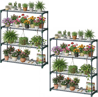 Ohuhu Plant Greenhouse Shelves 4 Tier 2 Pack Extra-Wide Stable Green House by Ohuhu
