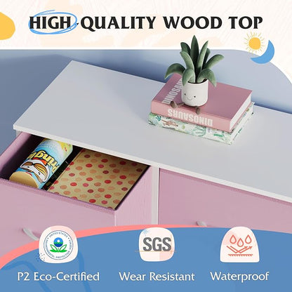 WLIVE Dresser for Bedroom, 7 Drawers, TV Stand, A-Pink | 7 roomy fabric drawers - Image 6