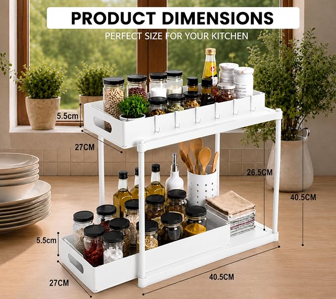 Expandable Under Sink Organizer_2 Tier Under Cabinet Organizer - Image 2