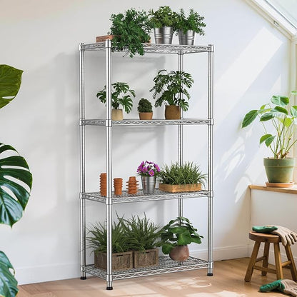 Metal Shelving Unit 4 Tier Storage Shelves Rack Metal Shelf Adjustable Wire - Image 4