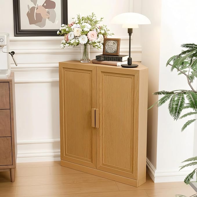 Casaphoria Farmhouse Corner Cabinet, Wooden Corner Storage Cabinet - Image 3
