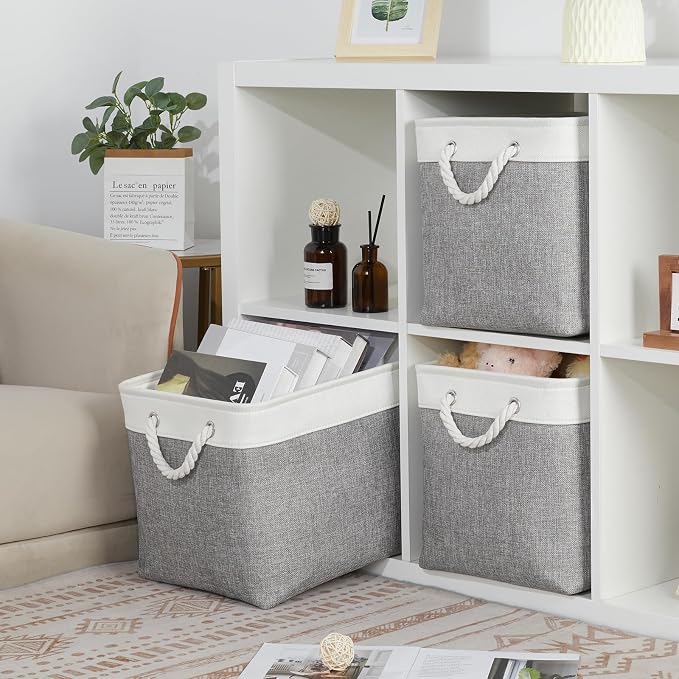 Bidtakay Large Storage Baskets for Organizing 3-Pack Fabric Closet Organizers - Image 2