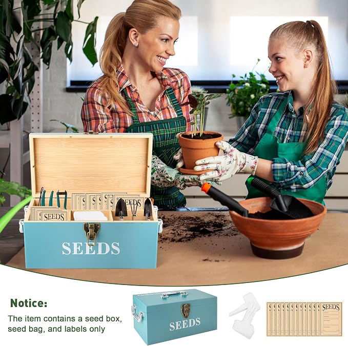 Coolrunner Wood Seed Saving Box, Seed Storage Organizer Case, Seed Packet - Image 5
