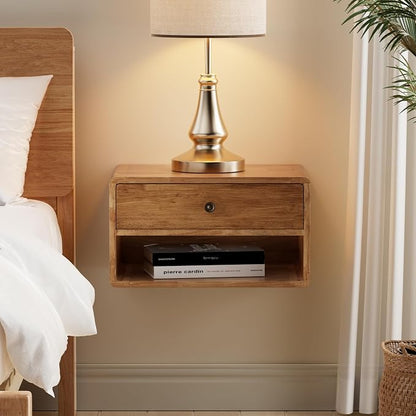 COZAYH Farmhouse Rubber Wood Floating Nightstand - Image 7