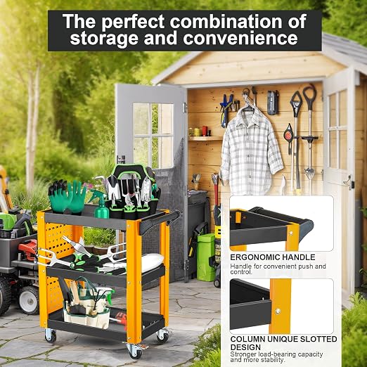 3 Tier Rolling Tool Cart on Wheels, Mechanic Storage Organizer, Rolling Work - Image 4