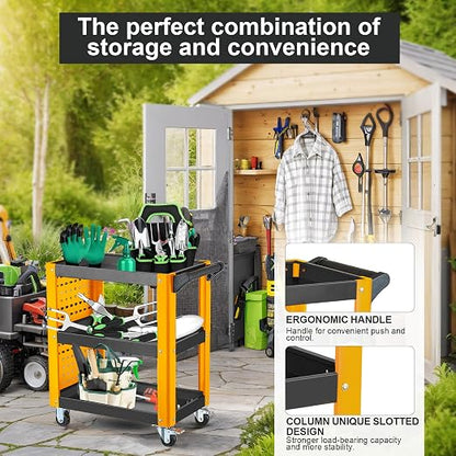 3 Tier Rolling Tool Cart on Wheels, Mechanic Storage Organizer, Rolling Work - Image 4