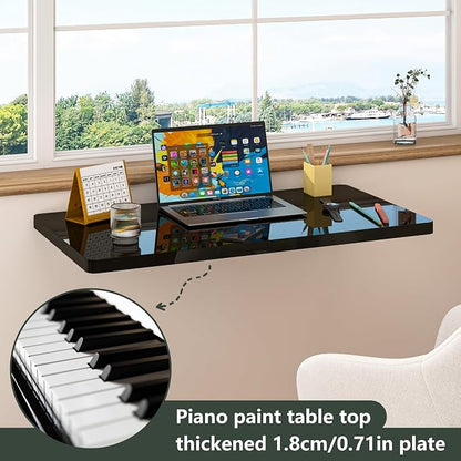 Clikuutory Wall Mounted High Gloss Folding Table, Wall Desk Fold Down - Image 3