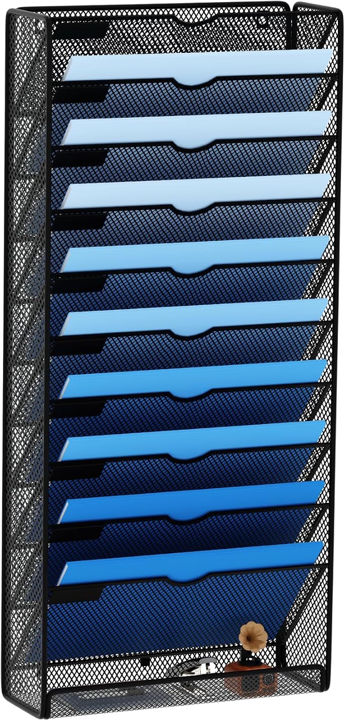 Hanging Wall File Organizer 10 Tier Wall Mounted File Holder Document Wall by GDINDINFAN