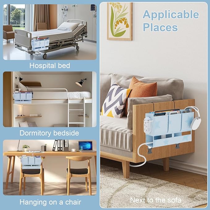 homyfort Bedside Caddy Organizer, Dual-Purpose Bedside Storage - Image 8