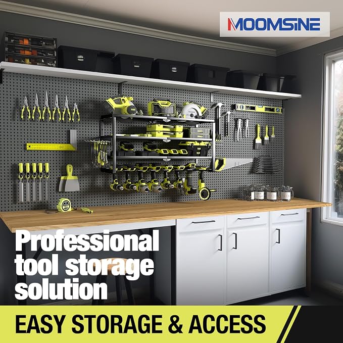 MOOMSINE 4 Layer Power Tool Organizer Wall Mount, Battery Tools Holder - Image 6