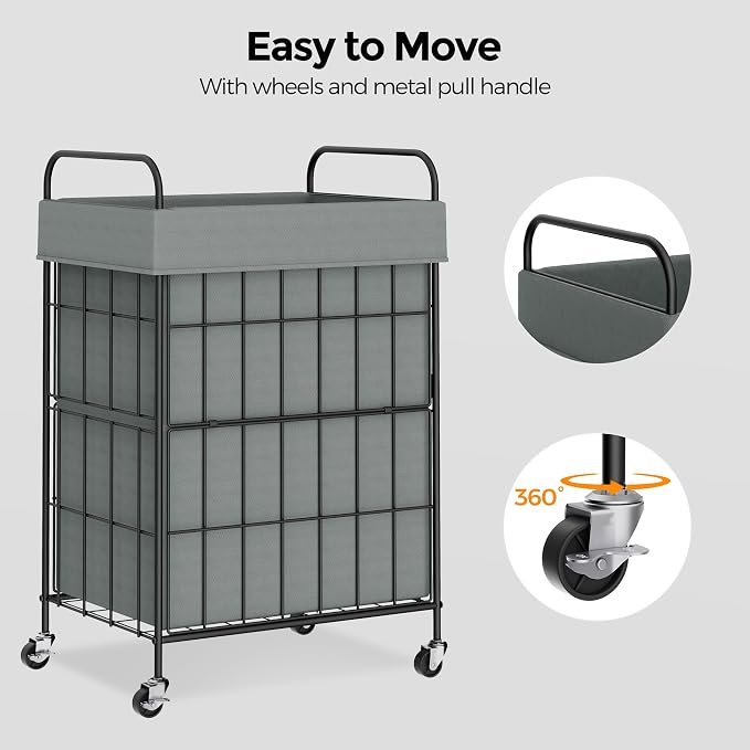 Laundry Hamper with Wheels, 90L Laundry Basket with Handle, Laundry Sorter with - Image 5