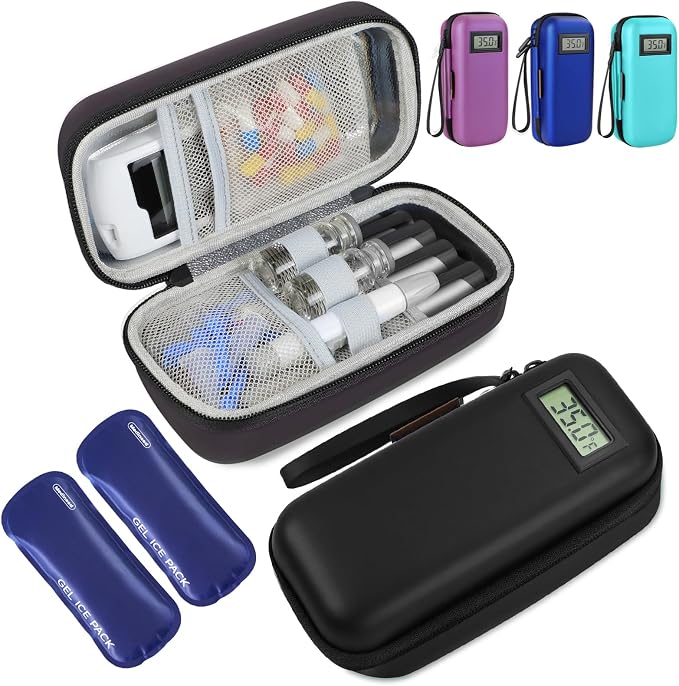 Insulin Cooler Travel Case, Portable Temperature Display Medicine Travel Cooler by Medineed