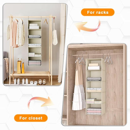 Hanging Closet Organizer, Easy Mount Foldable 5-Shelf Hanging Closet Wardrobe - Image 5