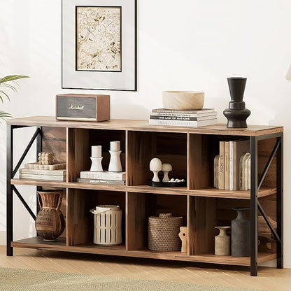 8 Cube Storage Organizer Bookshelf, Industrial Horizontal Bookcase, Accent by Unknown