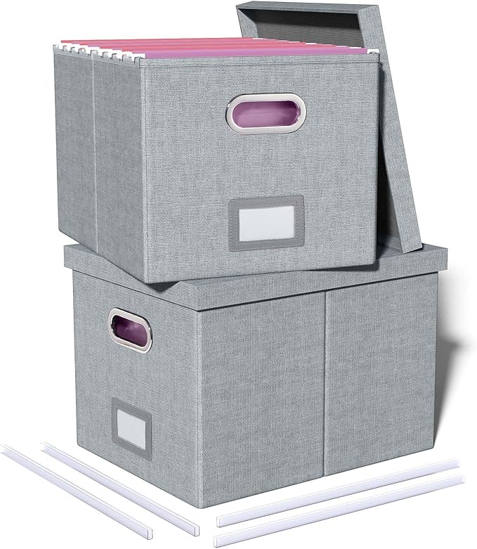 2 Pack File Storage Organizer, Filing Box, Portable File Box by Oterri