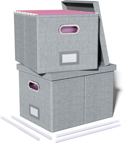 2 Pack File Storage Organizer, Filing Box, Portable File Box by Oterri