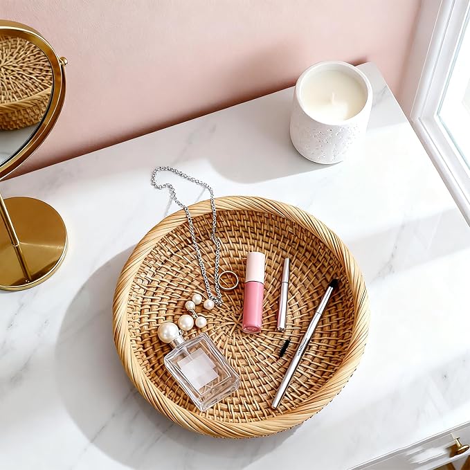 Handwoven Rattan Small Key Bowl - Image 7