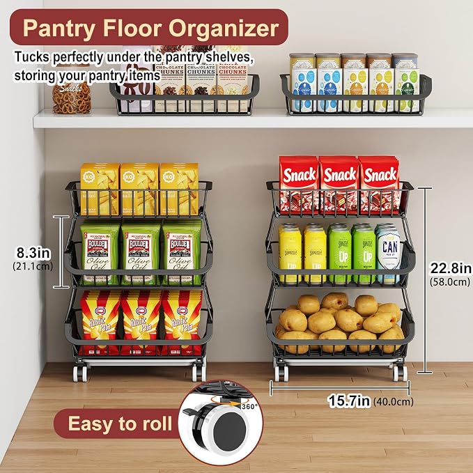 Miyawell 3-Tier Rolling Pantry Cart - Image 3