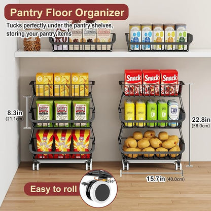 Miyawell 3-Tier Rolling Pantry Cart - Image 3